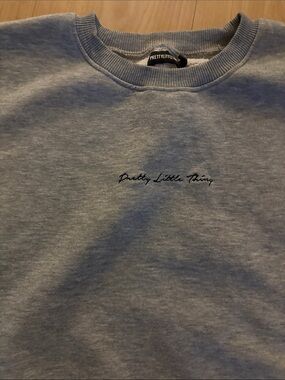 PrettyLittleThing Light Grey Embroidered Crew Sweatshirt